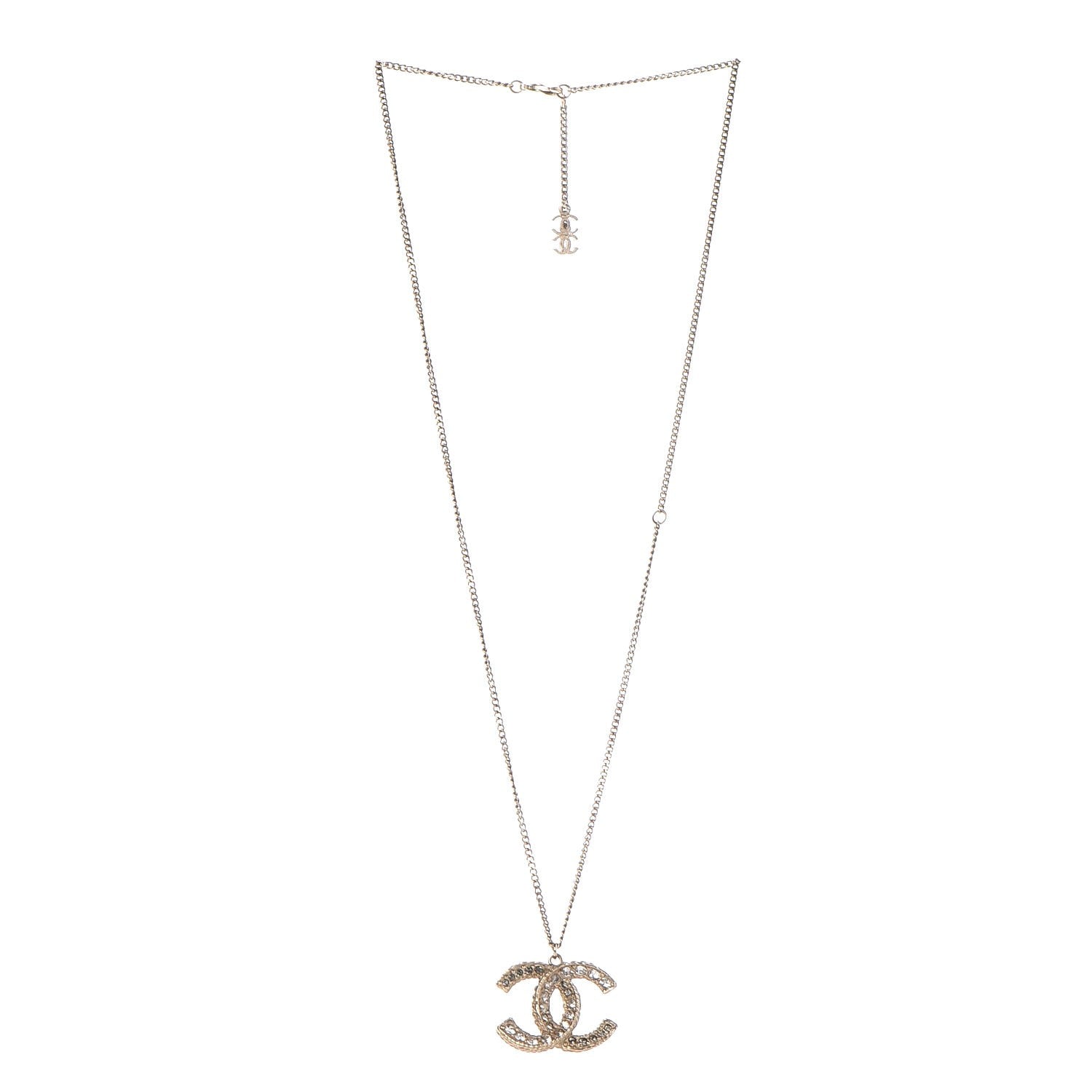 Chanel Crystal CC Necklace Light Gold 3 of 6