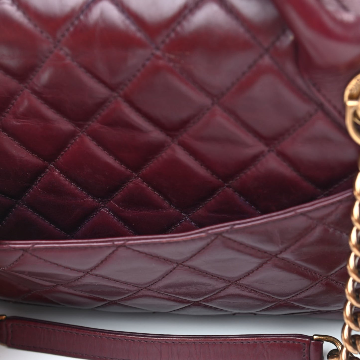 Glazed Calfskin Castle Rock Large Flap Burgundy