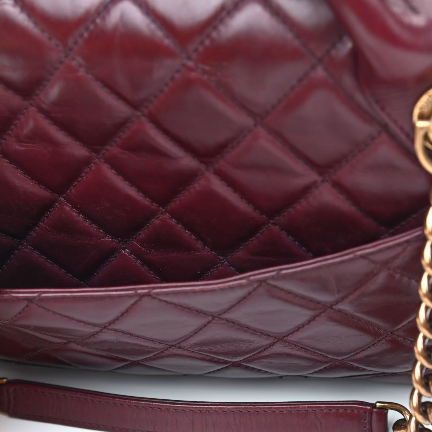 Chanel Glazed Calfskin Castle Rock Large Flap Burgundy 7 of 9