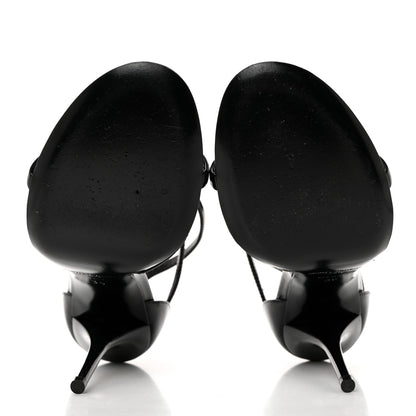 Saint Laurent Patent Cassandra 100 Ankle Strap Sandals 35 Black 5 of 9