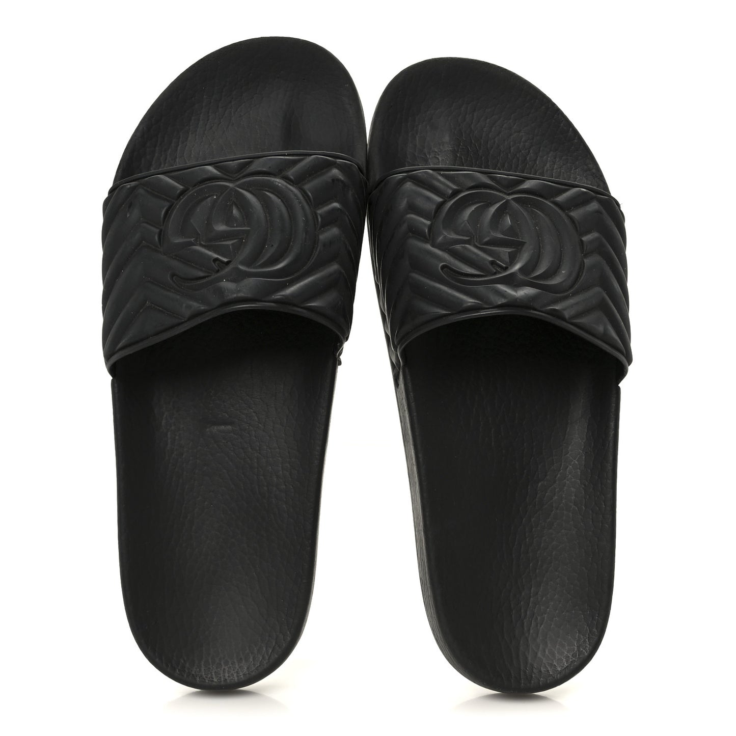 Rubber Matelasse Interlocking G Mens Slide Sandals 9 Black