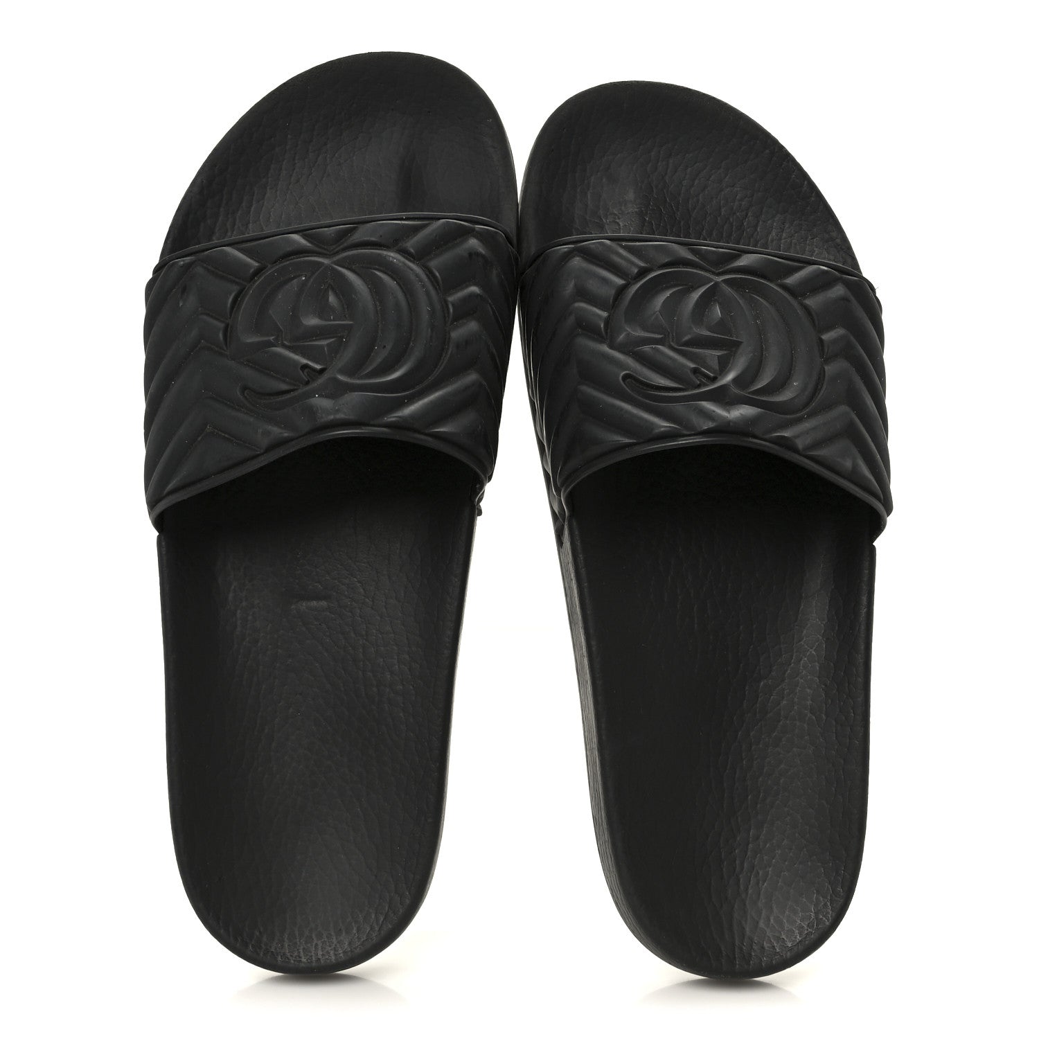 Gucci Rubber Matelasse Interlocking G Mens Slide Sandals 9 Black 2 of 9