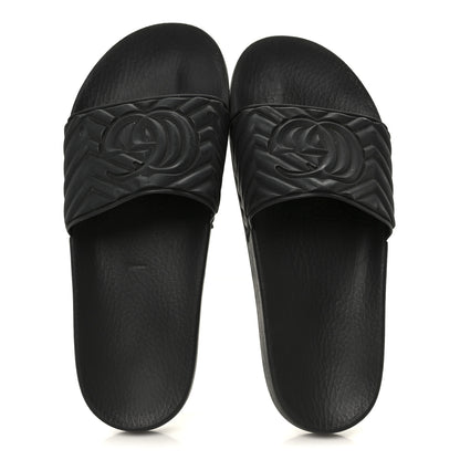 Gucci Rubber Matelasse Interlocking G Mens Slide Sandals 9 Black 2 of 9