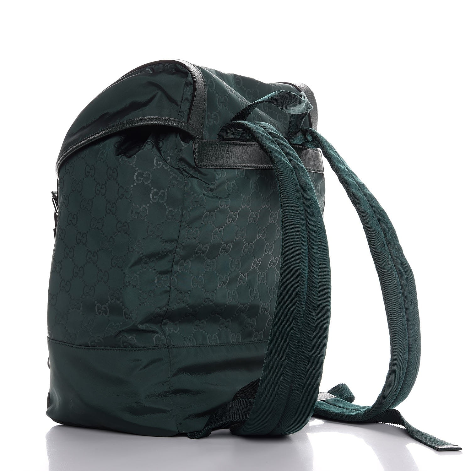 Gucci Nylon Monogram Medium Light Double Buckle Backpack Green 3 of 7