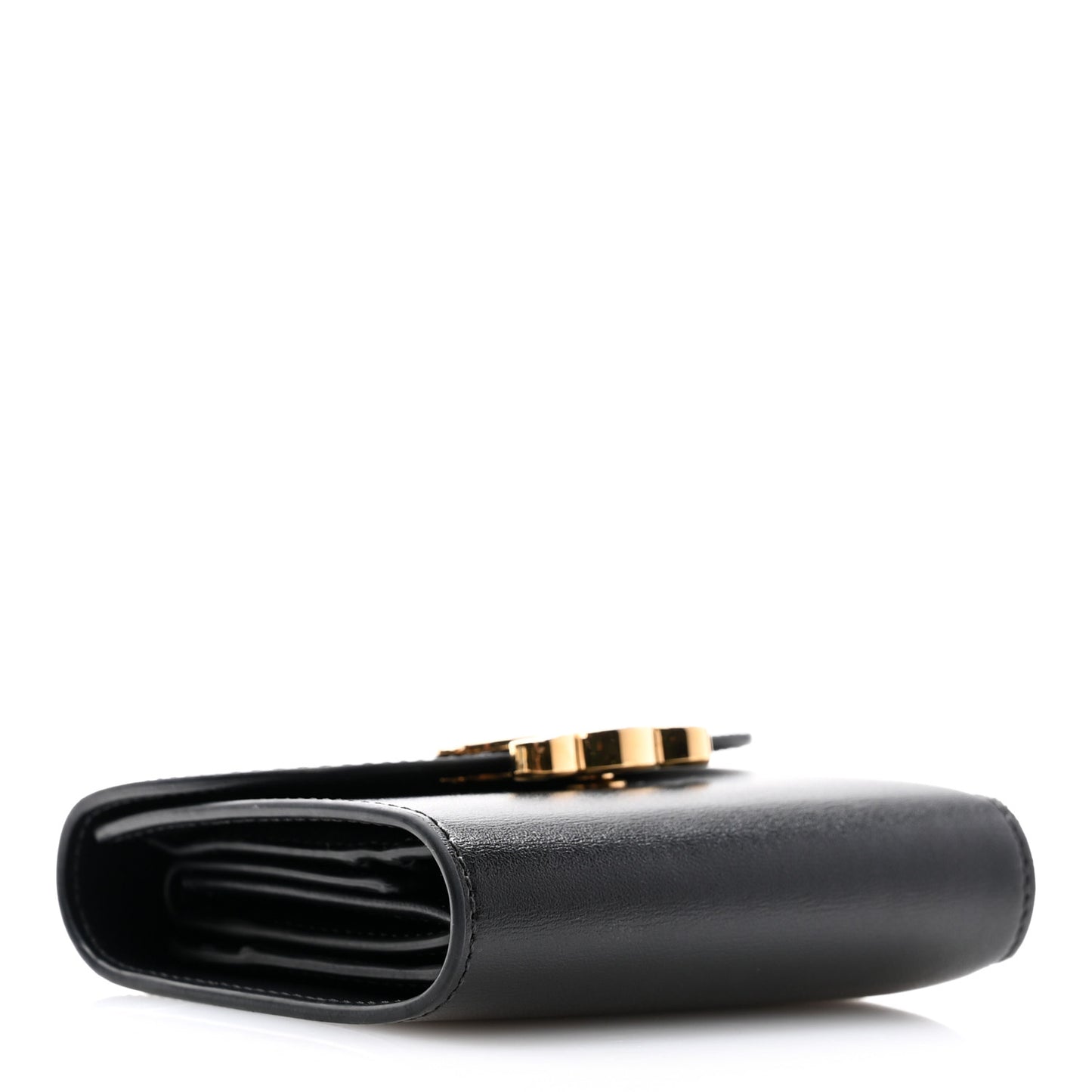 Shiny Calfskin Small Triomphe Wallet Black