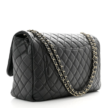 Chanel Metallized Calfskin Quilted Small XXL Travel Flap Bag Black 3 of 10