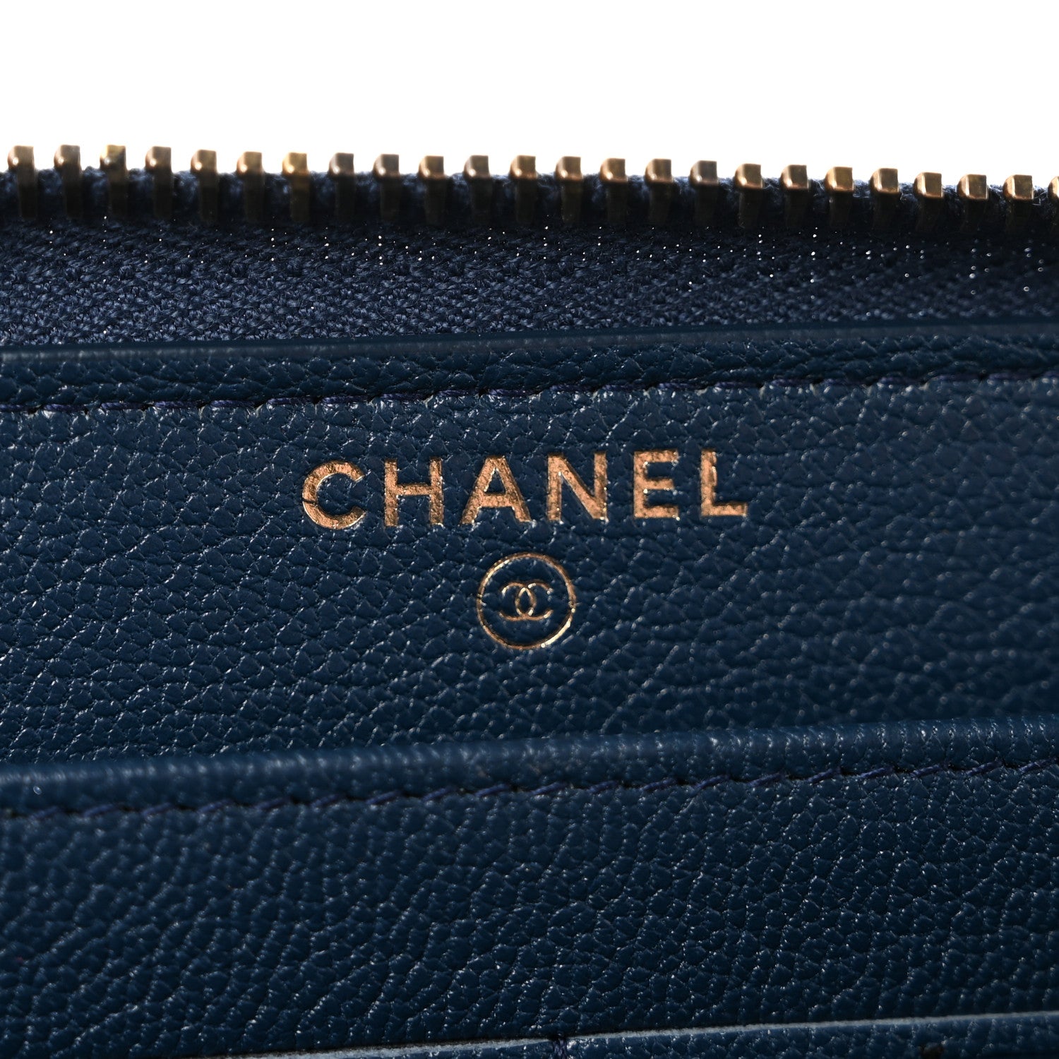 Chanel Patent Calfskin Quilted Large Gusset Zip Around Wallet Blue Blue 6 of 11