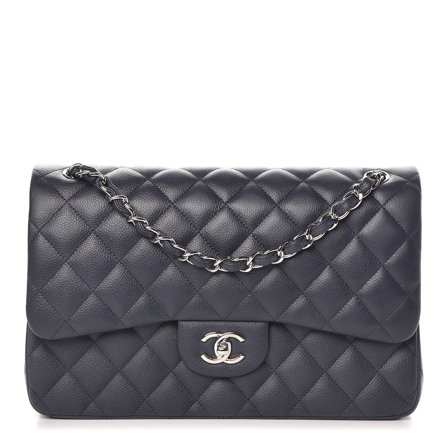 Chanel Caviar Quilted Jumbo Double Flap Dark Blue 1 of 9