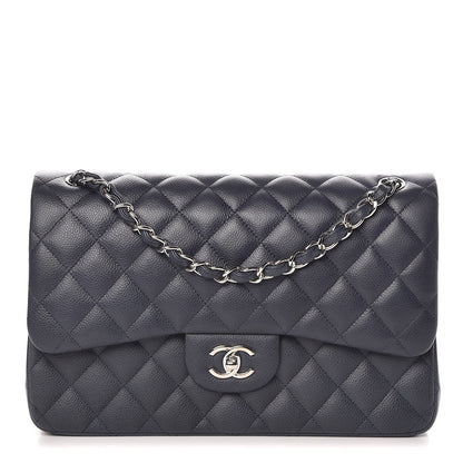 Chanel Caviar Quilted Jumbo Double Flap Dark Blue 1 of 9