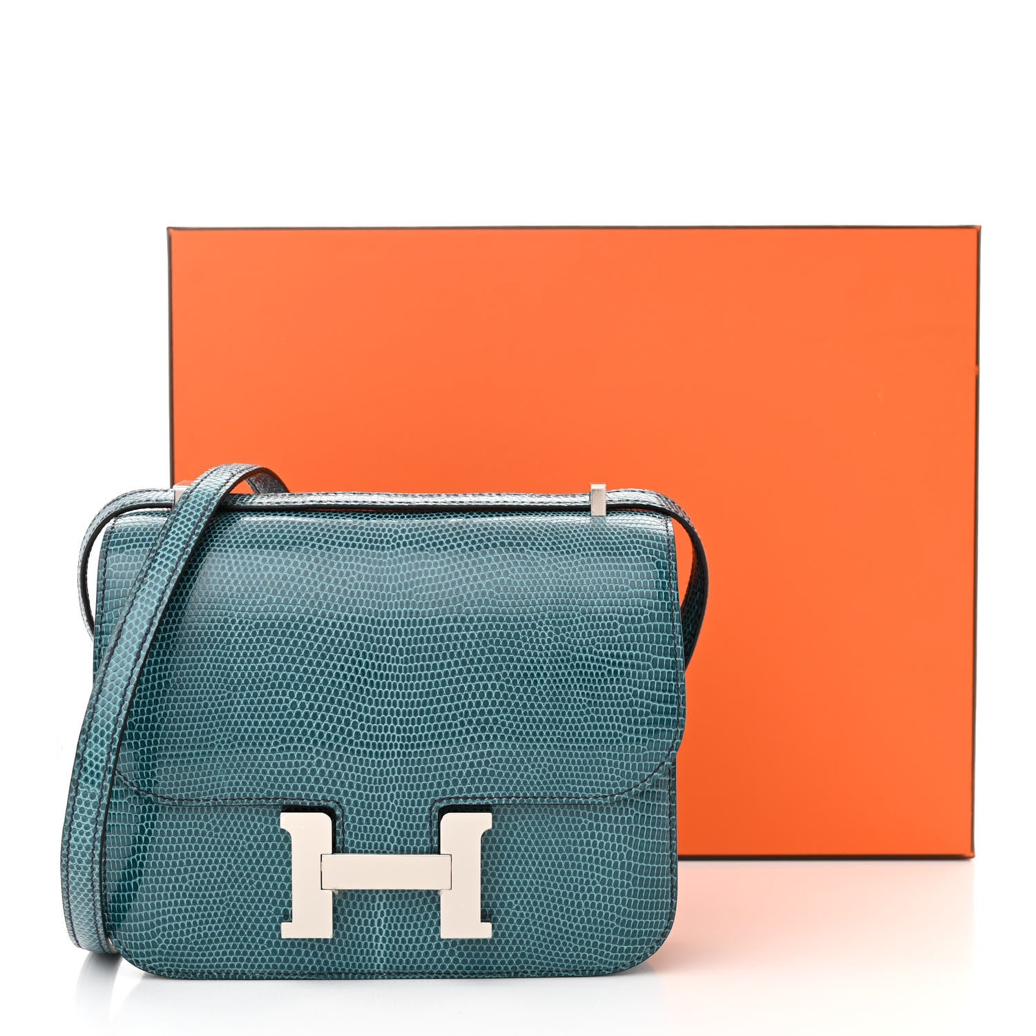 Hermes Lizard Constance 18 Bleu Petrole 3 of 11