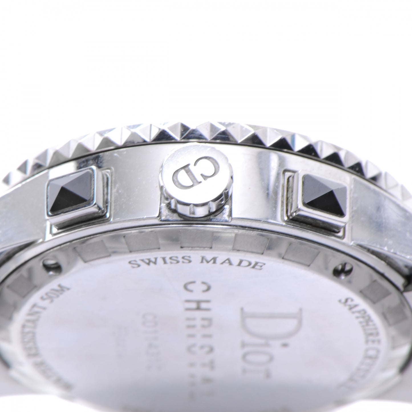 Stainless Steel Diamond Sapphire 33mm Christal Chronograph Quartz Watch Black