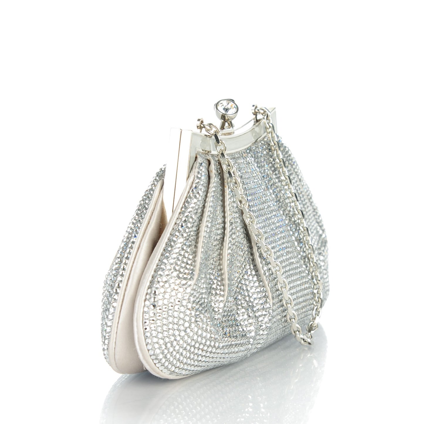 Swarovski Crystal Kisslock Clutch Silver