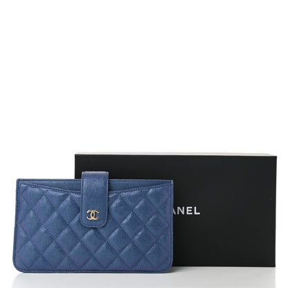 Chanel Iridescent Caviar Quilted Classic Strap Pouch Dark Blue 9 of 9