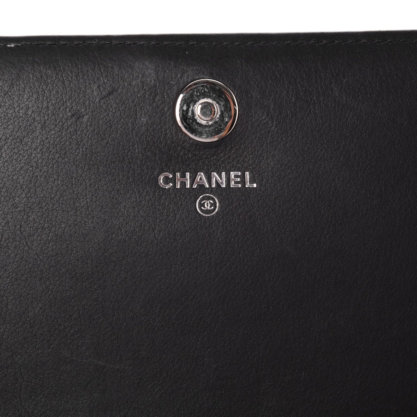 Calfskin Chevron Boy Wallet On Chain WOC Black