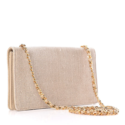 Chanel Linen Timeless CC Wallet on Chain WOC Beige 3 of 10