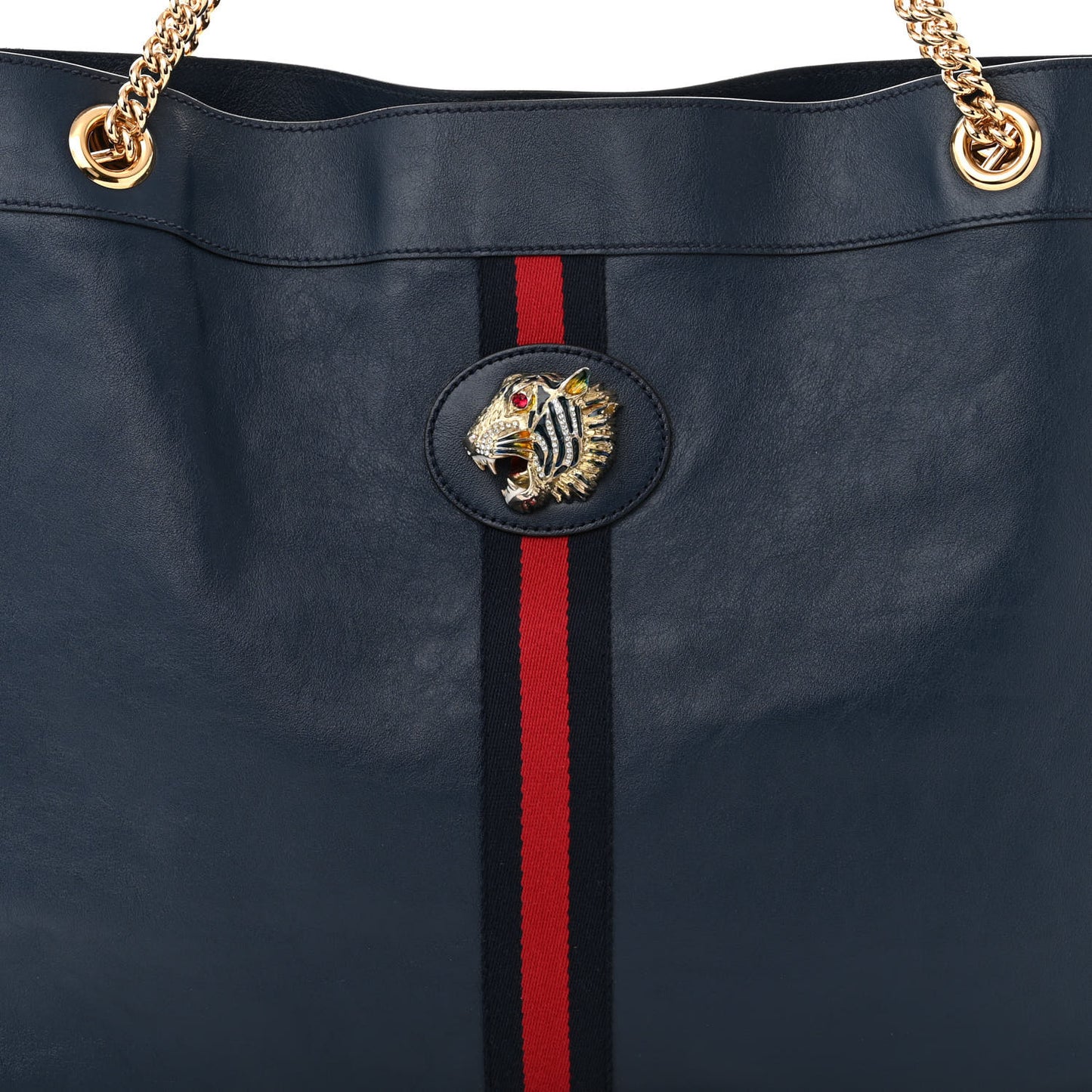 Calfskin Web Large Rajah Chain Tote Blue
