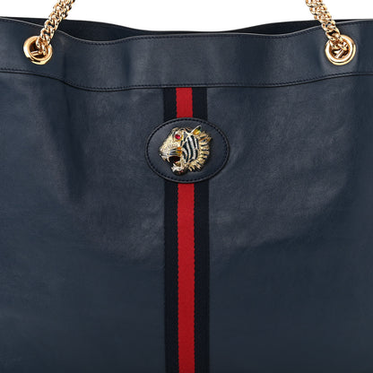 Gucci Calfskin Web Large Rajah Chain Tote Blue 9 of 12