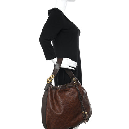Gucci Guccissima Medium Interlocking Icon Shoulder Bag Dark Brown 2 of 10