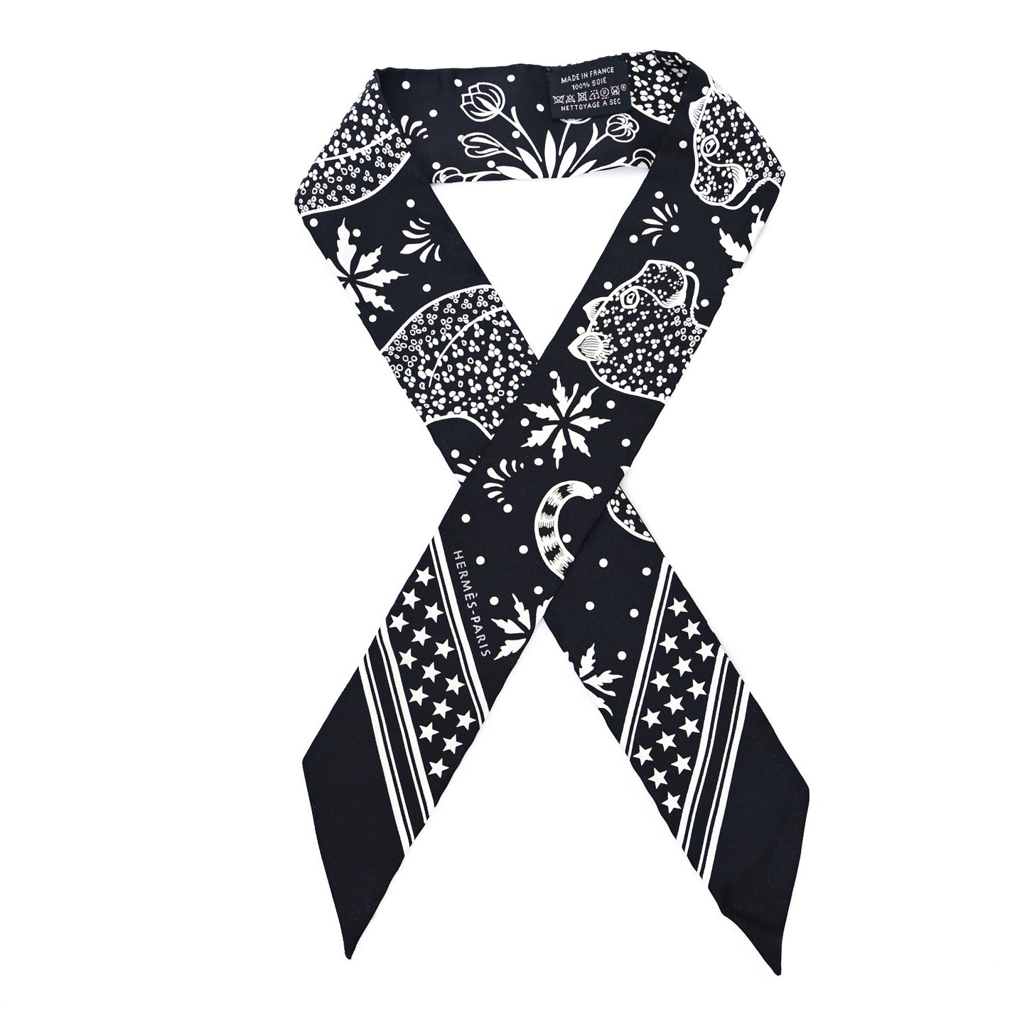 Silk Les Leopards Twilly Black White