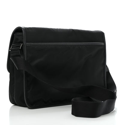 Prada Tessuto Nylon Saffiano Large Double Snap Buckle Messenger Bag Black 3 of 9