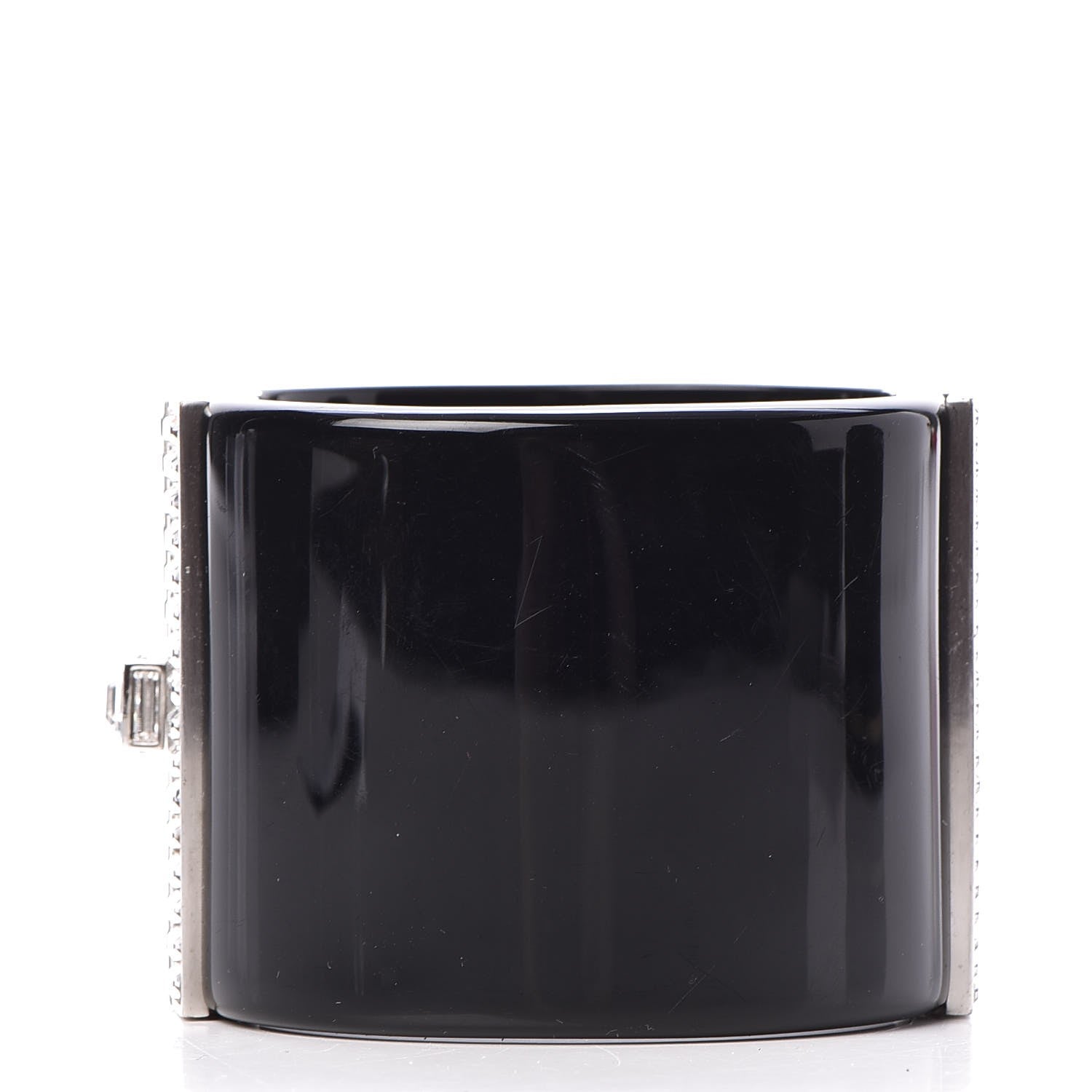 Chanel Resin Crystal Baguette CC Wide Cuff Black 3 of 7