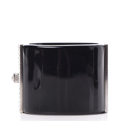 Chanel Resin Crystal Baguette CC Wide Cuff Black 3 of 7