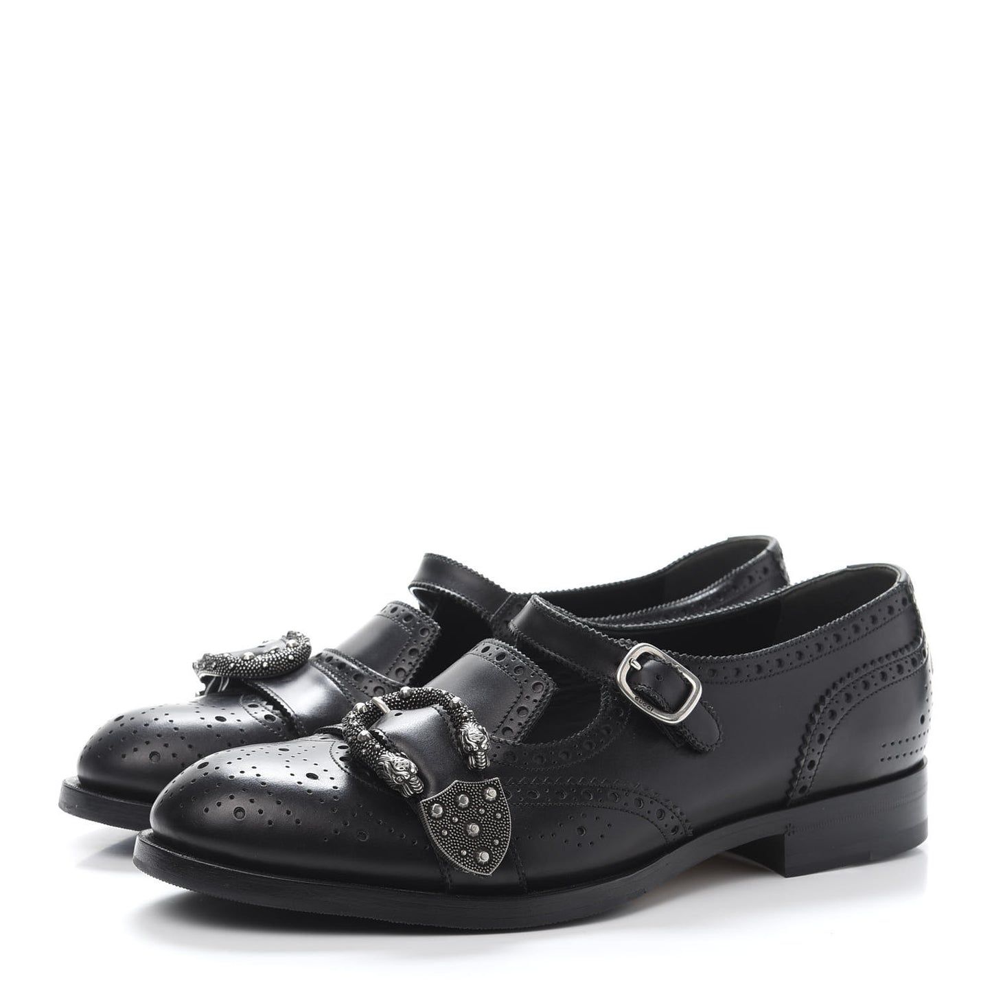 Calfskin Bee Embroidered Mens Queercore Brogue Wingtip Monk Strap Loafers 9 Black
