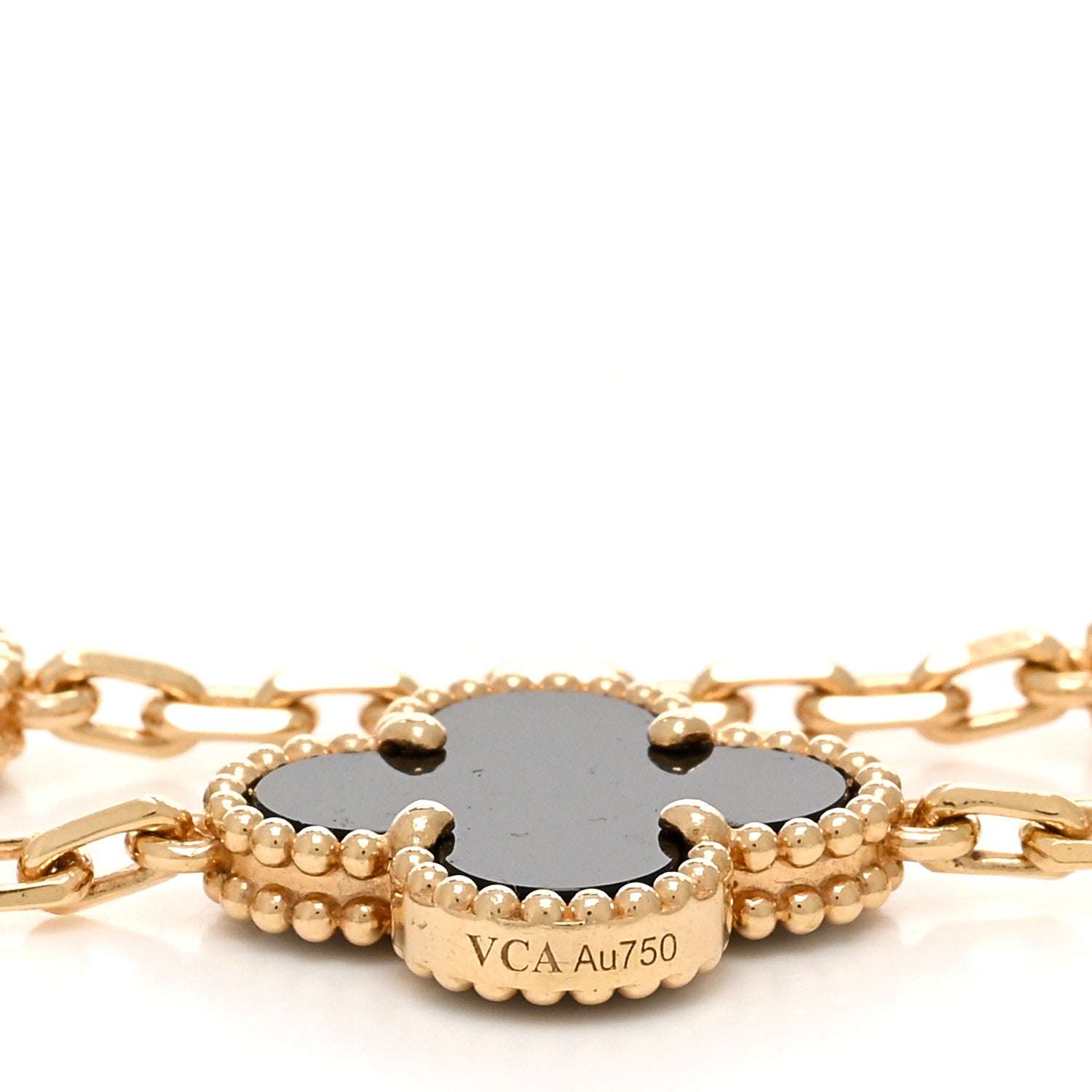 Van Cleef & Arpels 18K Yellow Gold Black Onyx 5 Motifs Vintage Alhambra Bracelet 4 of 5