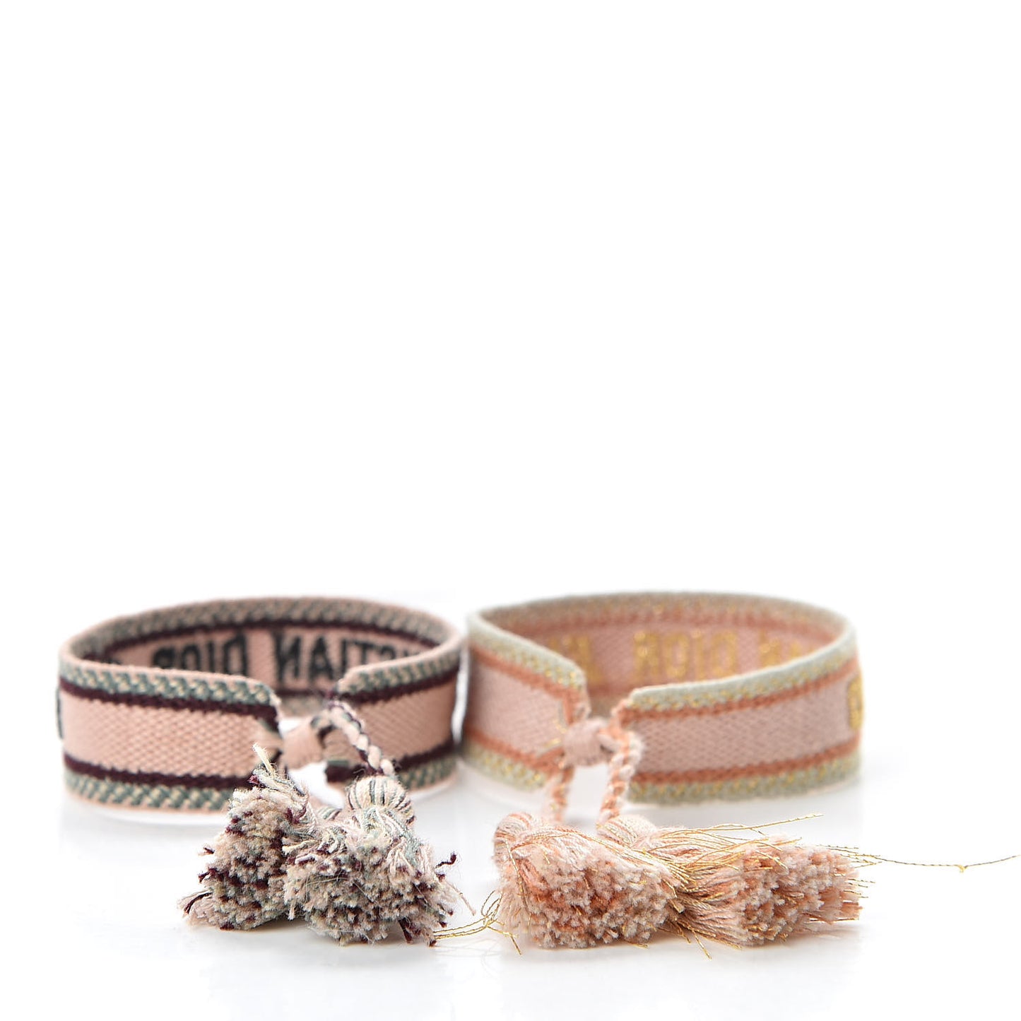 Woven Cotton J'Adior Friendship Bracelet Set Gold Pink