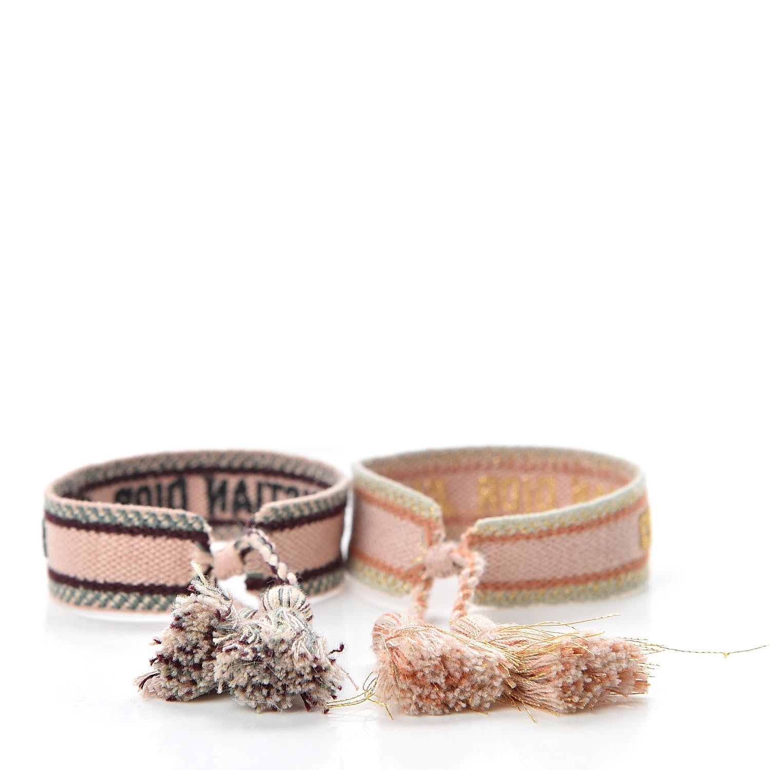 Christian Dior Woven Cotton J'Adior Friendship Bracelet Set Gold Pink 3 of 5