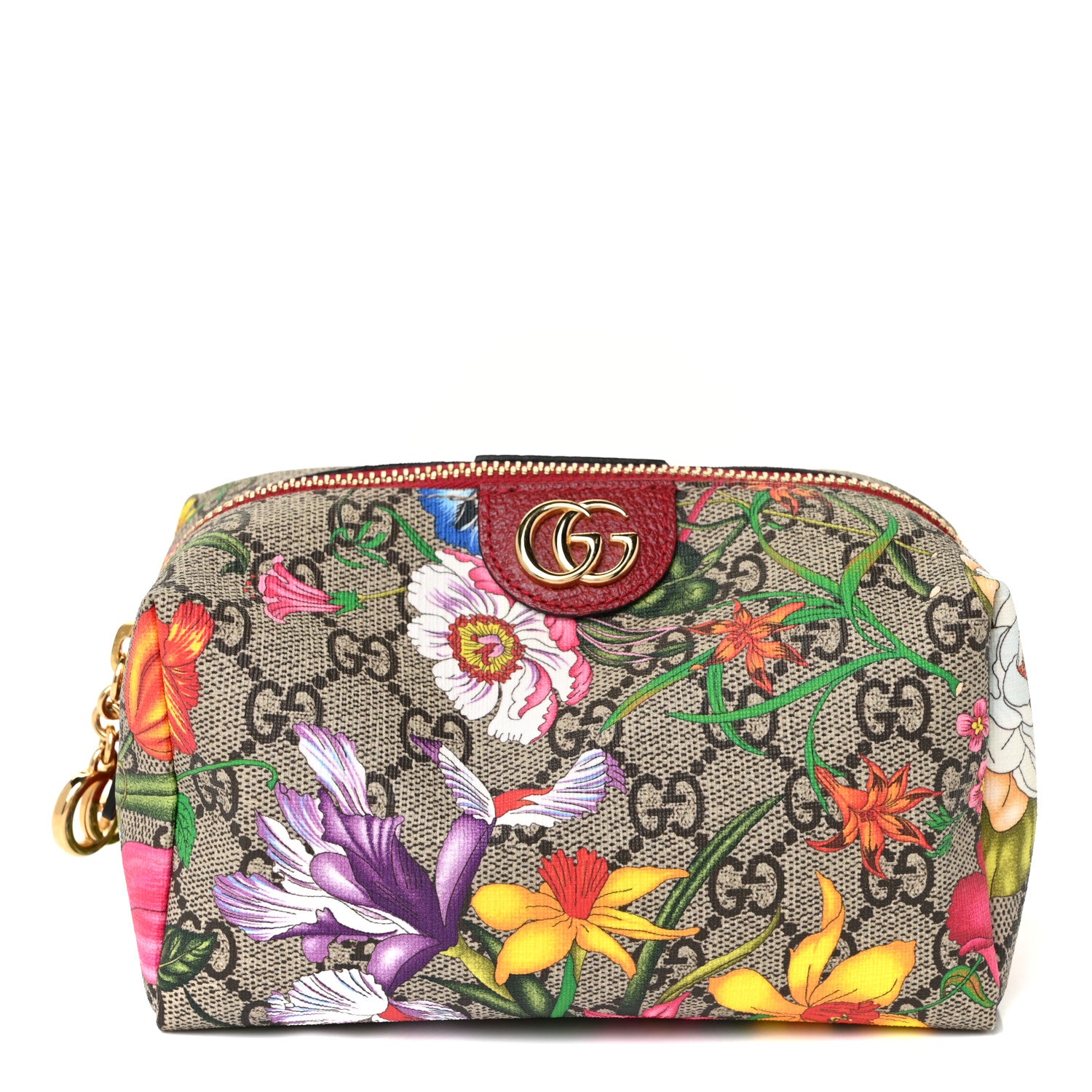 Gucci Soft GG Supreme Monogram Flora Calfskin Medium Ophidia Cosmetic Case Beige Ebony Multicolor Rosso 1 of 11