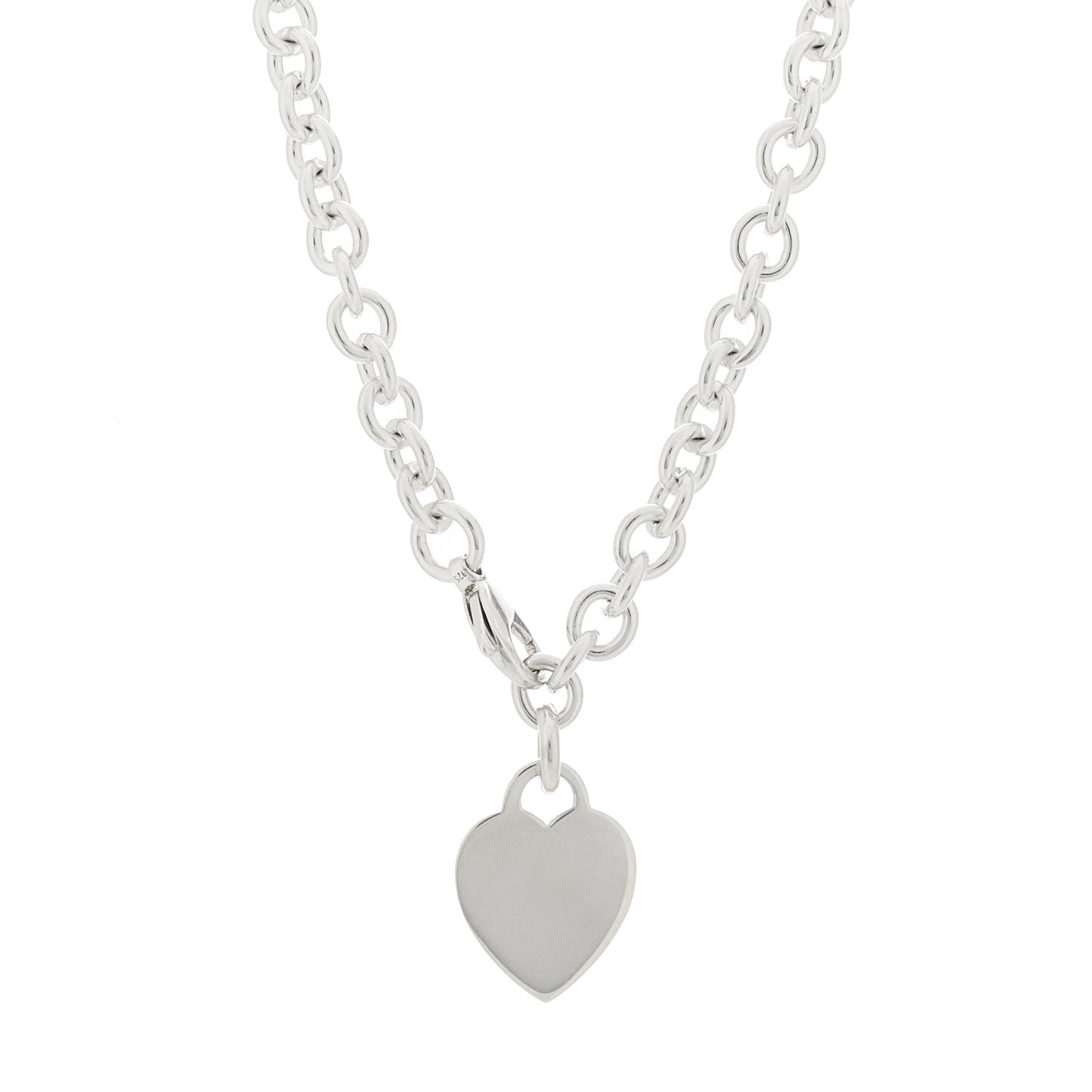Sterling Silver Heart Tag Pendant Necklace