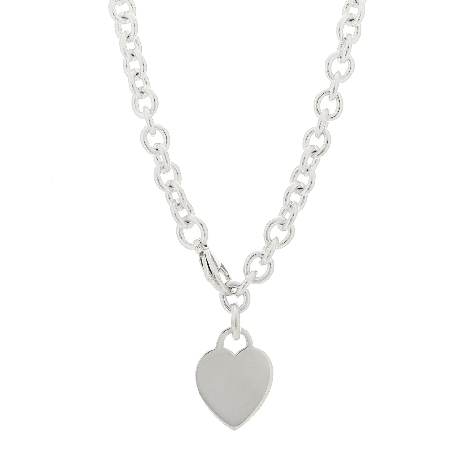 Tiffany Sterling Silver Heart Tag Pendant Necklace 1 of 4