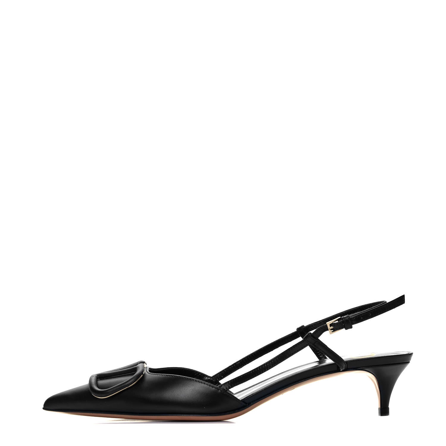 Valentino Garavani Calfskin Tonal Vlogo Slingback 40mm Pumps 37.5 Black 1 of 11