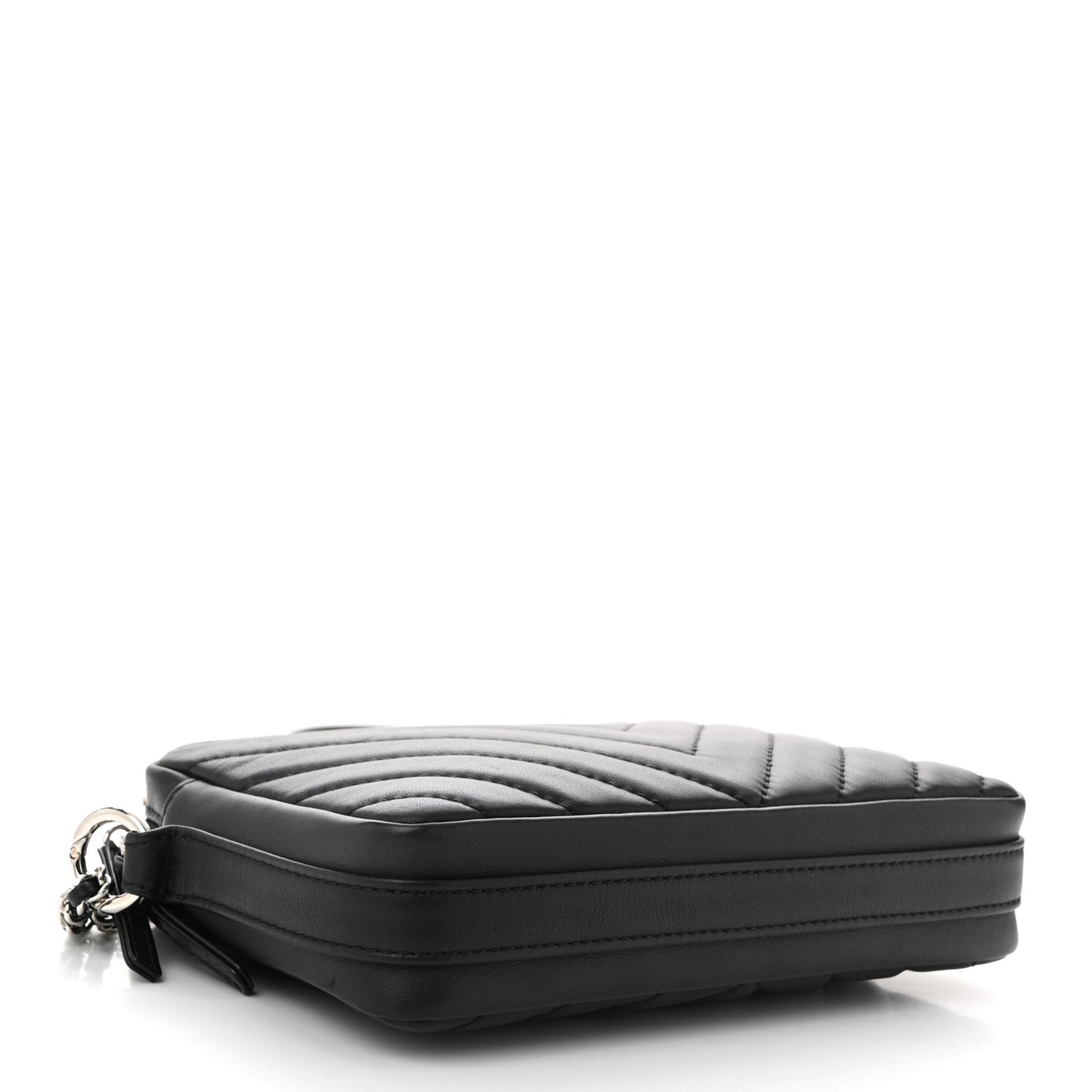 Lambskin Chevron Quilted Small Promenade Camera Black
