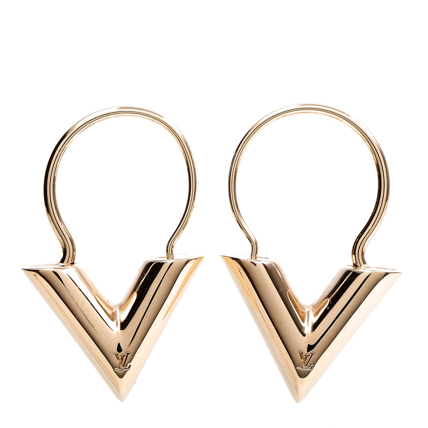Louis Vuitton Brass Essential V Hoop Earrings Gold 1 of 4