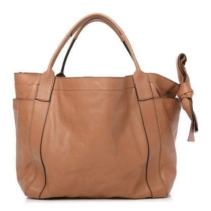Valentino Garavani Nappa Double Pocket Bow Tote Camel 1 of 13