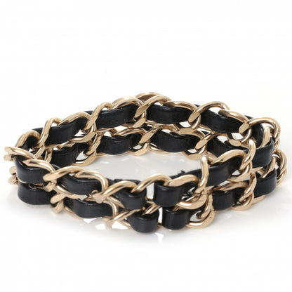 Chanel Leather CC Chain Bracelet Black Gold 6 of 7