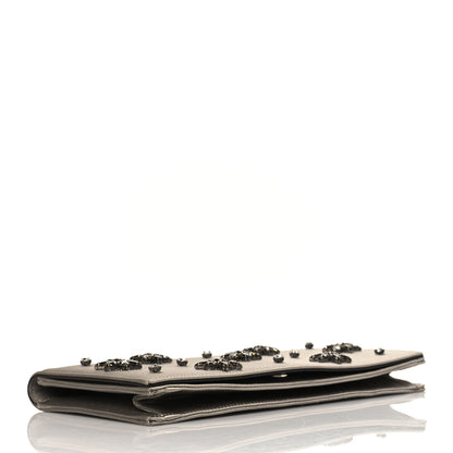 Gucci Satin Crystal Embellished Clutch Grey 4 of 12