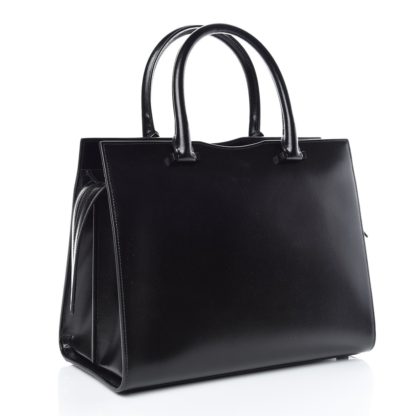 Shiny Calfskin Medium Uptown Tote Black