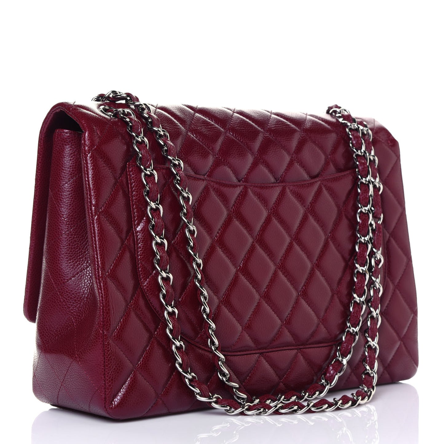 Caviar Quilted Maxi Single Flap Dark Red