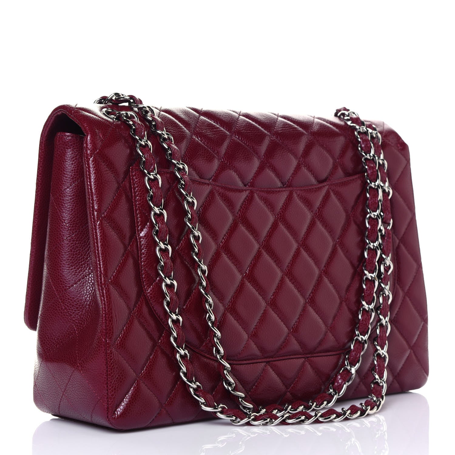 Chanel Caviar Quilted Maxi Single Flap Dark Red 3 of 15