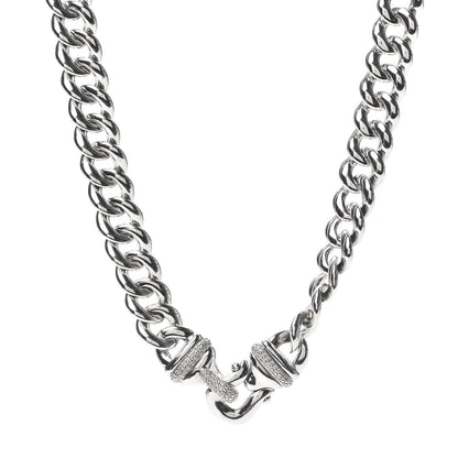 David Yurman Sterling Silver Diamond Buckle Chain Necklace 1 of 7