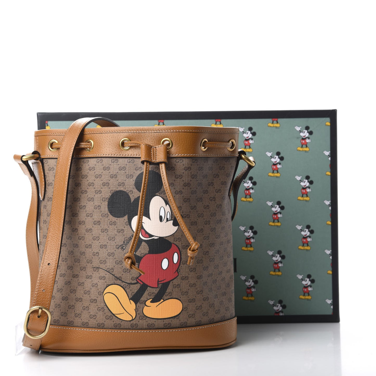 X DISNEY Mini Vintage GG Supreme Monogram Bucket Bag Beige Vintage Sun Oil