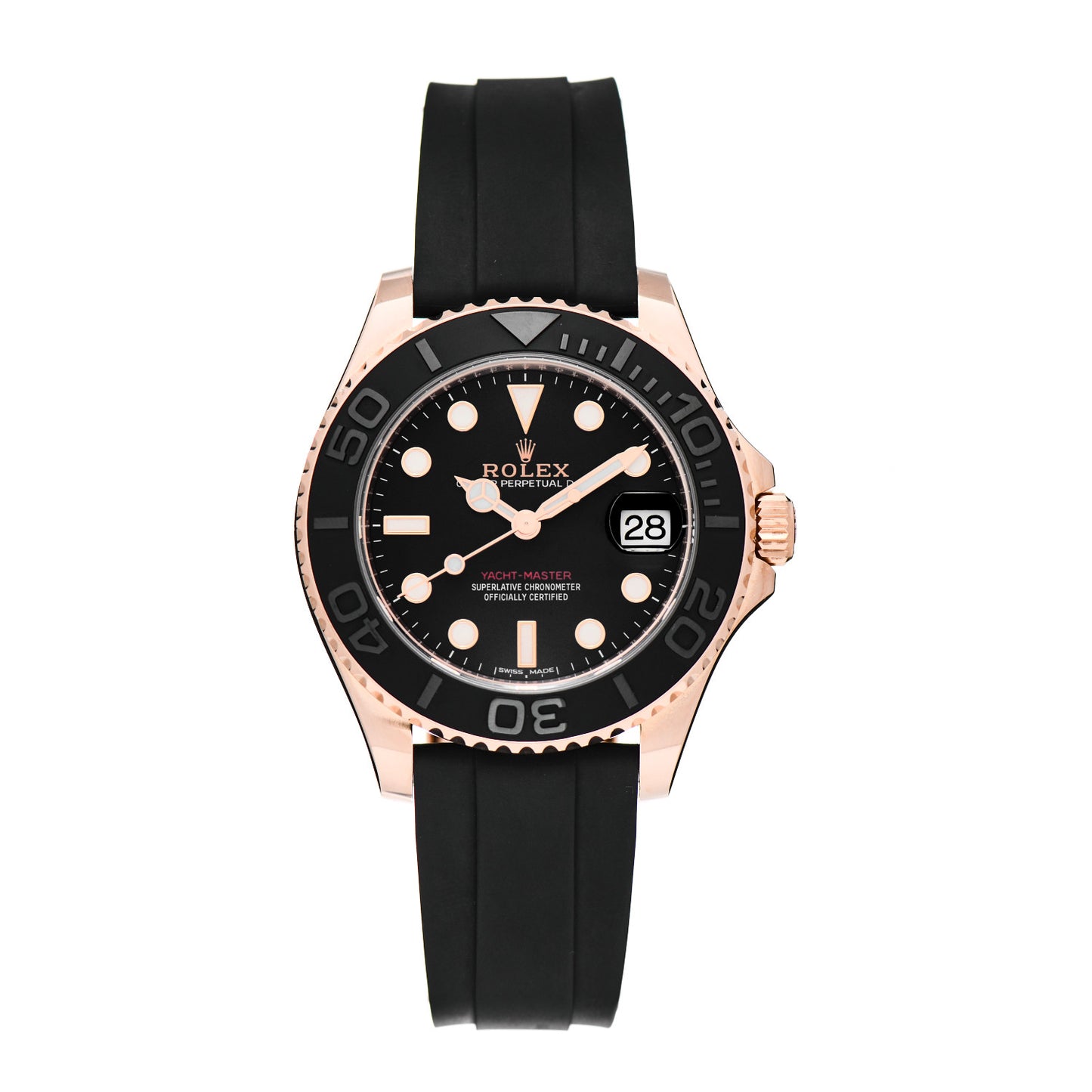 18K Everose Gold Oysterflex 37mm Yacht-Master Watch Black 268655