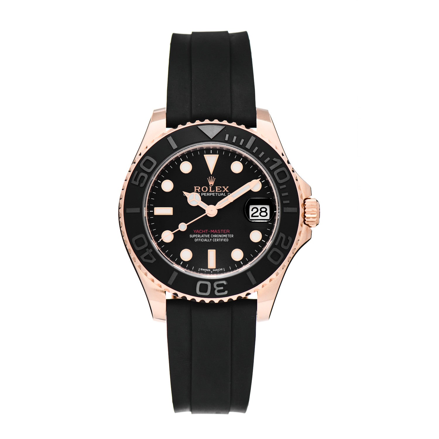 Rolex 18K Everose Gold Oysterflex 37mm Yacht-Master Watch Black 268655 1 of 5