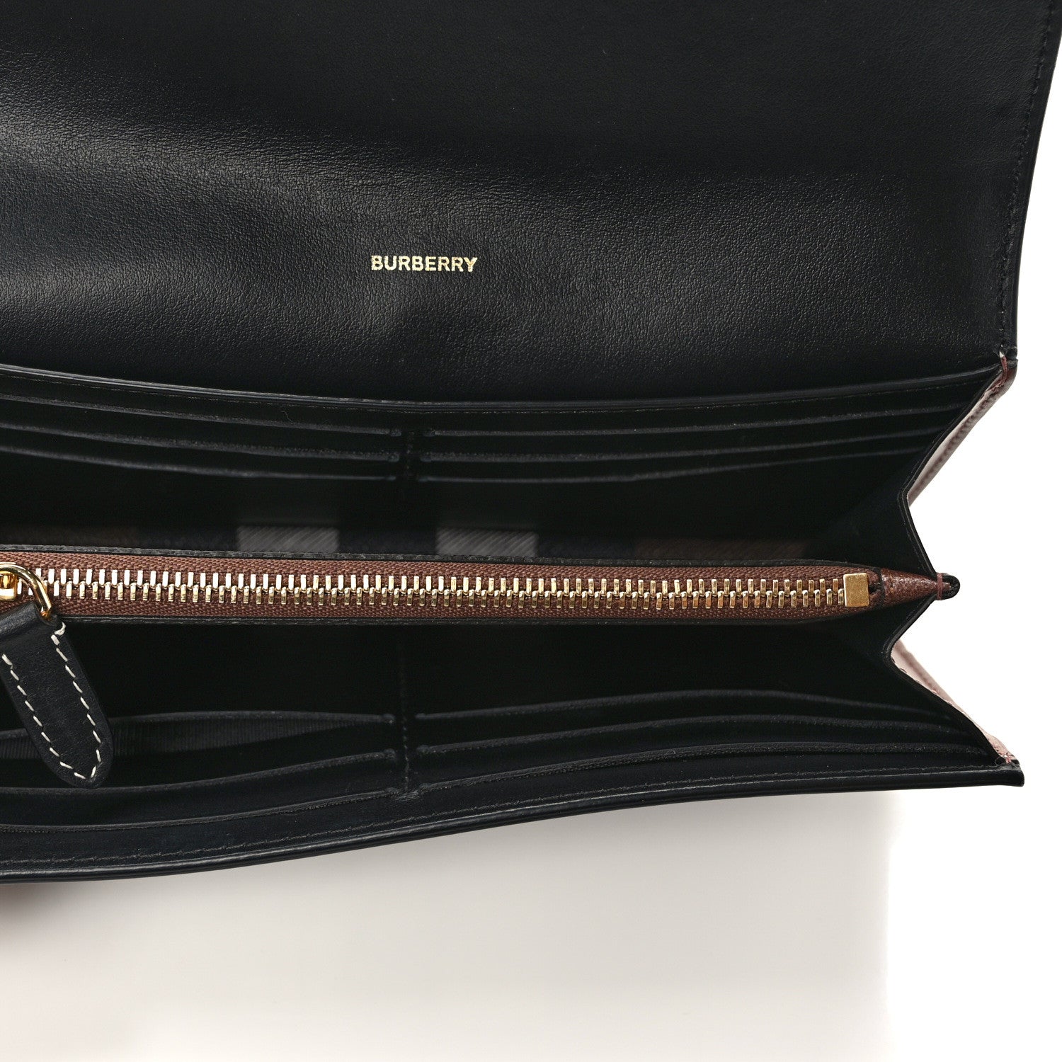 Burberry E-Canvas Check Continental Wallet Dark Birch Brown 5 of 6