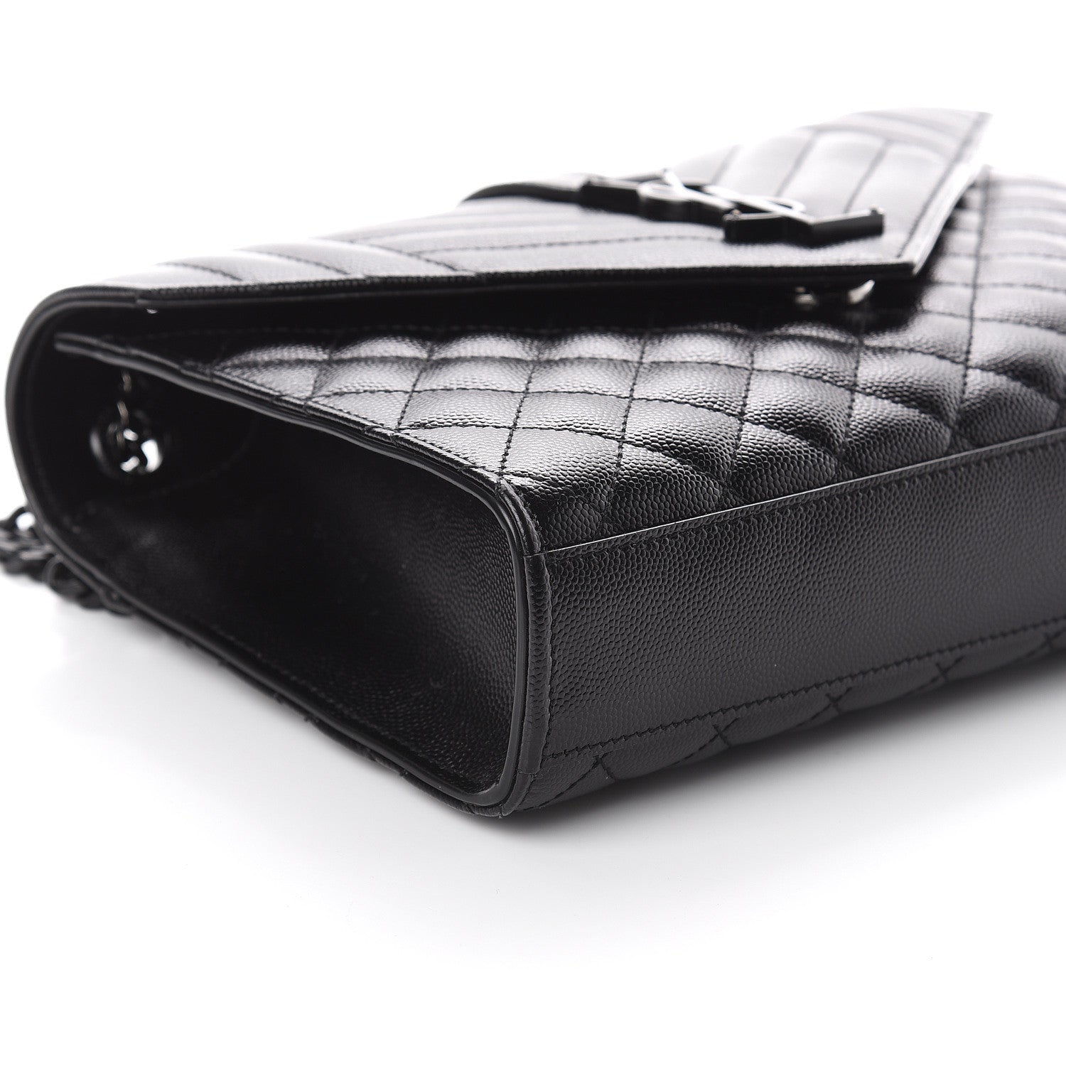 Saint Laurent Grain De Poudre Textured Mixed Matelasse Triquilt Medium Monogram Satchel Black 7 of 8