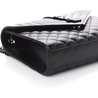 Saint Laurent Grain De Poudre Textured Mixed Matelasse Triquilt Medium Monogram Satchel Black 7 of 8