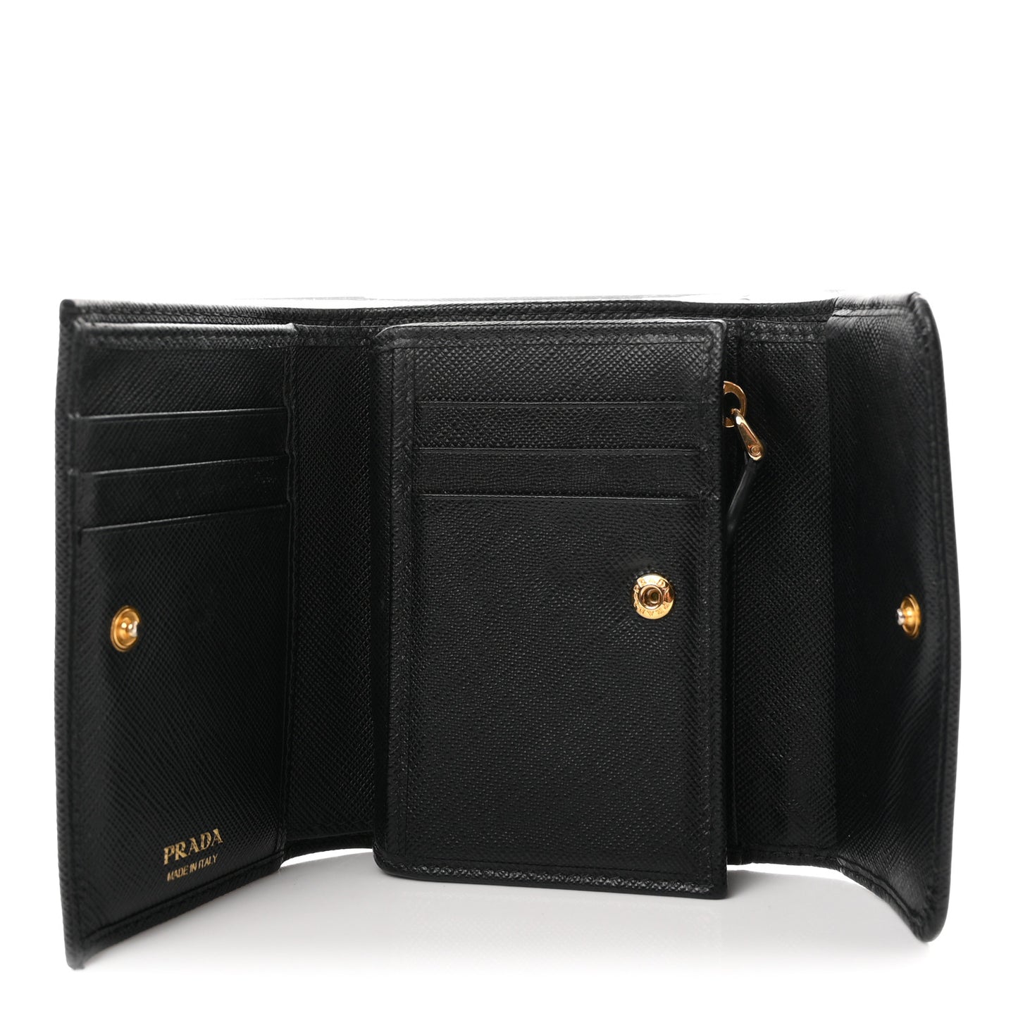 Saffiano Metal Tri-Fold Wallet Black